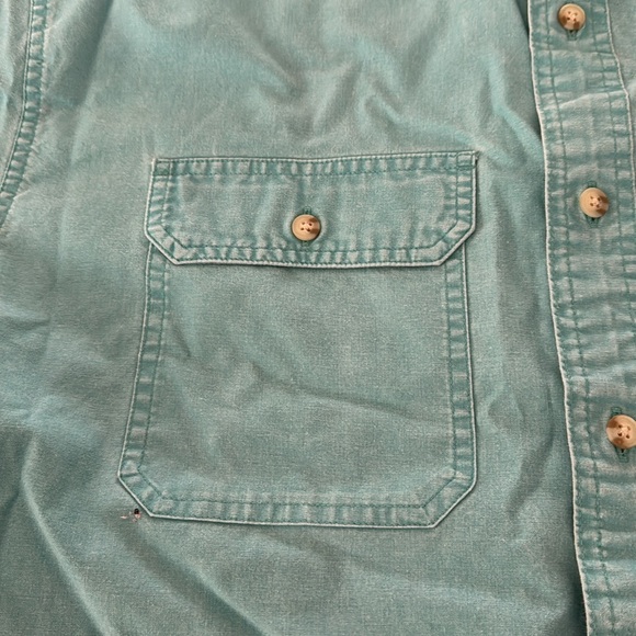 LL Bean lTraditional Fit Short Sleeve Teal Blue Short Sleeve Shirt Large (TD) - Picture 4 of 6